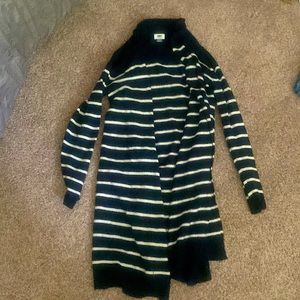 Old Navy White Striped Navy Blue Cardigan